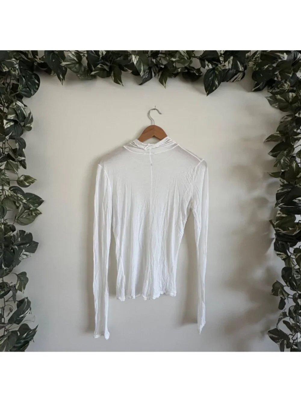 Free People Intimately Sheer Jersey Turtleneck Long Sleeve Shirt White Size L